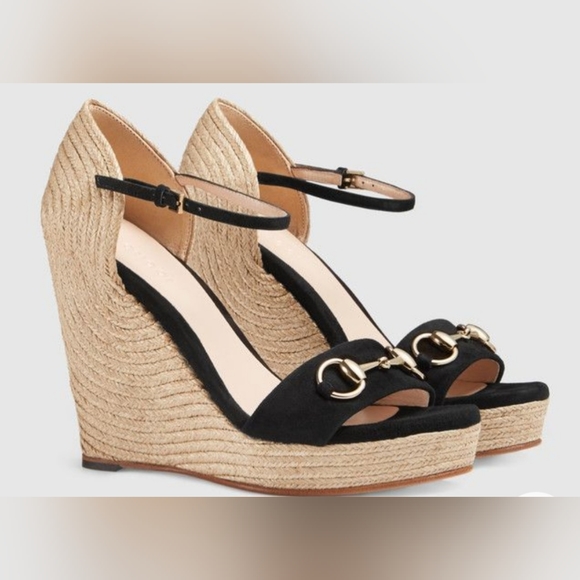 Gucci Shoes - Authentic Gucci Horsebit Suede Wedge